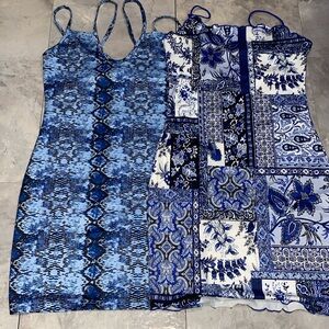 Blue black white spaghetti strap women Xs dress brand new  SHEIN snakeskin